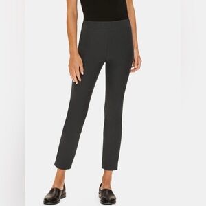 EILEEN FISHER Ankle Slim Pants Washable Stretch Crepe Zipper Slits Black XXS
